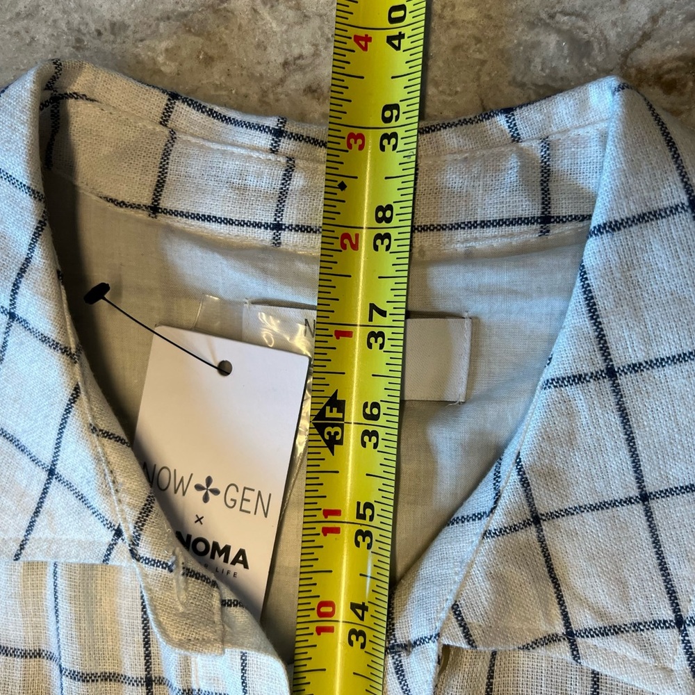 Now + Gen by Sonoma NWT Cream Color Blue Plaid Short Sleeve Dress - Size Large - Picture 5 of 12